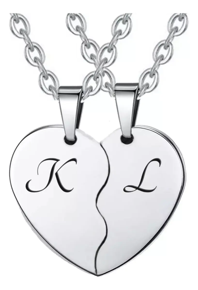 Collar Dije San Valentín Acero Corazón Personalizado 2 Caras