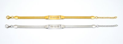 Pulsera Plana Grabado Nombre Personalizado Acero Quirúrgico