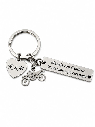 Llavero Moto Maneja Barrita Corazón Parejas Amigos Souvenir Personalizado