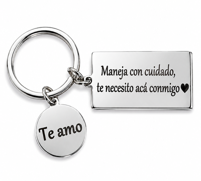 Llavero Maneja Con Cuidado Regalo Pareja Novios Acero Láser