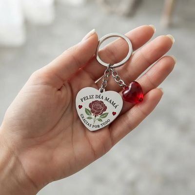 Llavero Mamá Corazón o Rectangular – Acero Quirúrgico 316L – Grabado Láser color HD