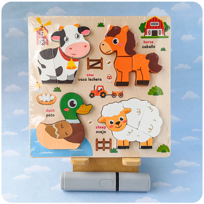 Encastrable (3 y 4 pzs) – Rompecabezas de Madera Granja – Mis Primeros Puzzles