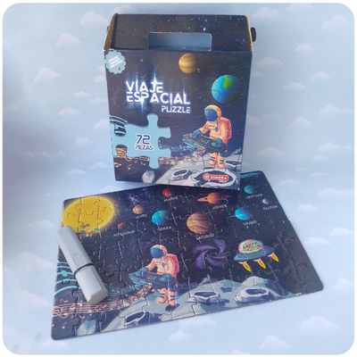 Rompecabezas (72 pzs) de Cartón + Arte Para Pintar - Viaje Espacial