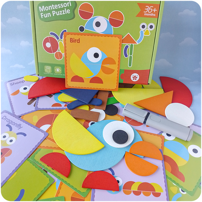 Juego Montessori de Formas y Animales – 39 Piezas con Tarjetas Desafío