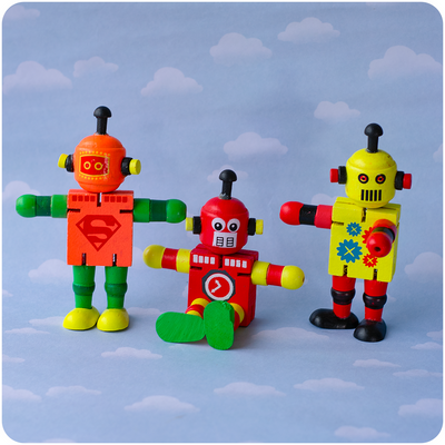 Robot Articulado de Madera Infantil
