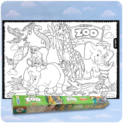  Lámina Gigante para Colorear Mundo Zoo – 1 Póster