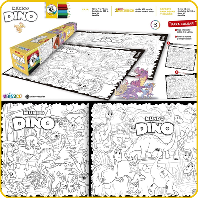  Láminas Gigantes para Colorear Mundo Dinos – 2 Pósters