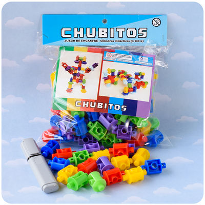 100 Bloques Encastrables Cilíndricos - Chubitos