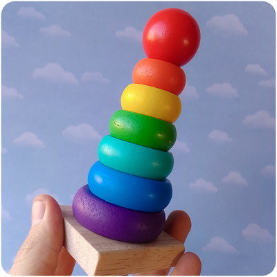 Torre de Encastre de Madera – 7 Aros de Colores