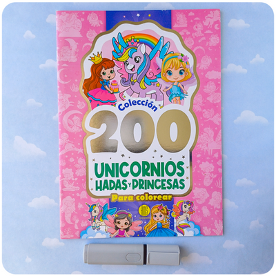 200 Unicornios, Hadas y Princesas - Colorear