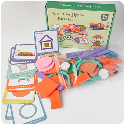  Juego de Ingenio Creativo de Madera – 100 Piezas y 40 Desafíos
