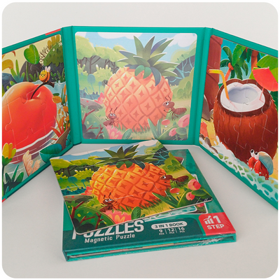 Rompecabezas Magnético 3 en 1 Tipo Libro – Frutas