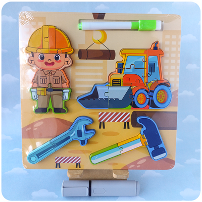 Rompecabezas 2 en 1 con Pizarra Encastrable - Constructor