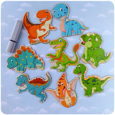 Set de Rompecabezas de Madera – Dinosaurios (8 figuras)