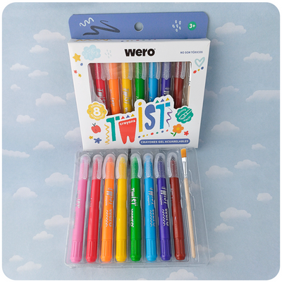 Crayones Gel Acuarelables Retráctiles con Pincel – x8