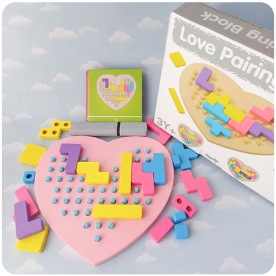 Juego de Lógica de Madera Rompecabezas Tipo Tetris Corazón – 88 Desafíos