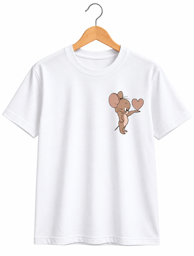 Remera Clásica Unisex Blanca Jerry - Algodón Peinado 24.1