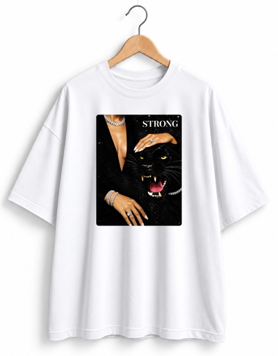Remera Oversize Unisex Blanca Mujer Strong   - Algodón Peinado 20.1 Talle Único M/L