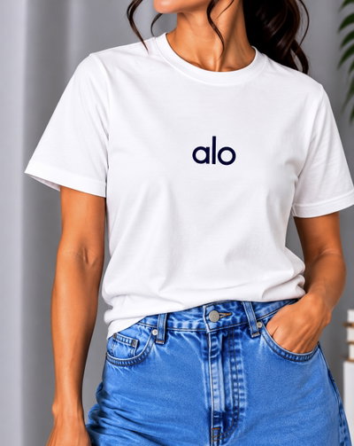 REMERA BLANCA ALO ALGODÓN PEINADO 24.1   - ESTAMPA DTF