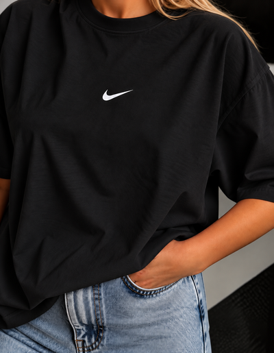 REMERA OVERSIZE PIPA CHICA NEGRA ALGODÓN PEINADO 20.1 