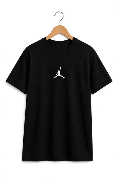 Remera Clásica Unisex Negra Jordan - Algodón Peinado 24.1 