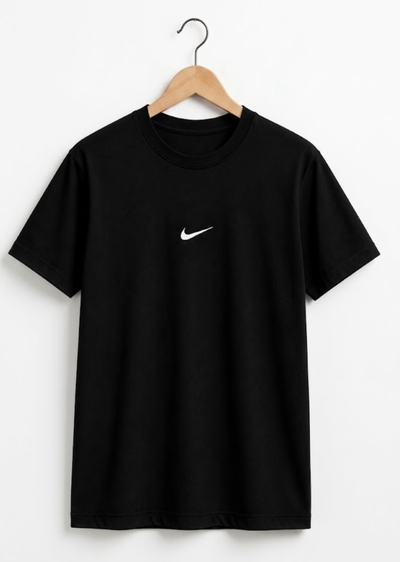 Remera Clásica Unisex Negra Pipa Chica  - Algodón Peinado 24.1