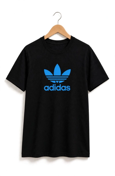 Remera Clásica Unisex Negra Adidas Celeste - Algodón Peinado 24.1