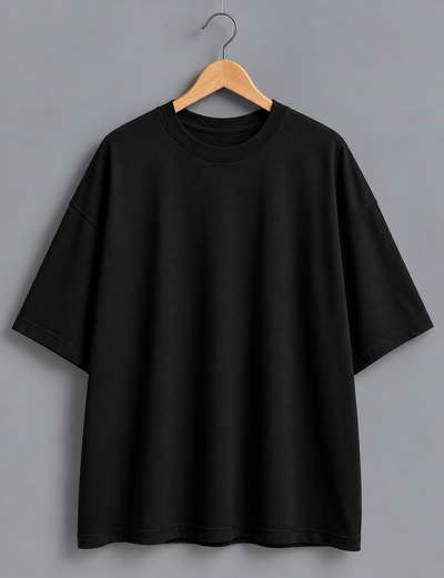 REMERA OVERSIZE NEGRA ALGODÓN PEINADO 20.1 