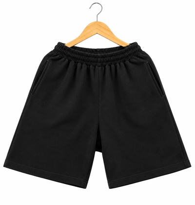 Short - Bermuda Unisex Negro - Algodón Peinado Rustico 