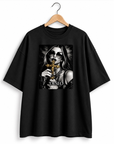 Remera Oversize Unisex Negra Deseo   - Algodón Peinado 20.1 Talle Único M/L