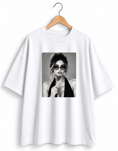 Remera Oversize Unisex Blanca Mujer Chupetin   - Algodón Peinado 20.1 Talle Único M/L