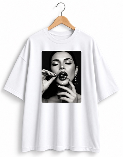 Remera Oversize Unisex Blanca Mujer Cereza   - Algodón Peinado 20.1 Talle Único M/L