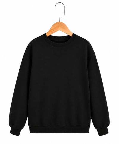 Buzo Cuello Redondo Friza Invisible Unisex Algodón Peinado 24.1 - Negro Liso