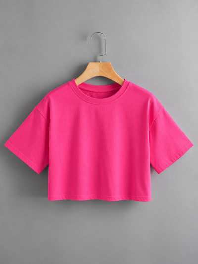 CROP TOP FUCSIA LISA - ALGODON PEINADO 24.1 -