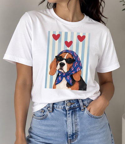 REMERA PERRITA CORAZONES ALGODÓN PEINADO 24.1 -ESTAMPA DTF