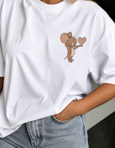 Remera Clásica Unisex Blanca Jerry - Algodón Peinado 24.1