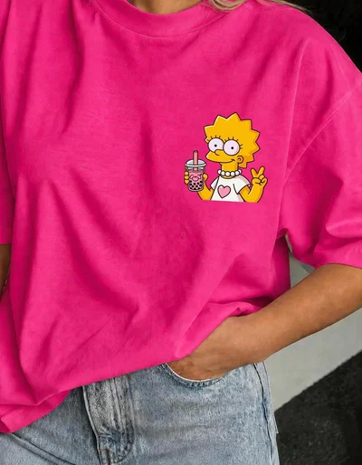 REMERA LISA FUCSIA ALGODÓN PEINADO ESTAMPA DTF -  