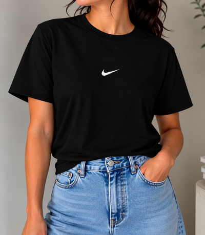 Remera Clásica Unisex Negra Pipa Chica  - Algodón Peinado 24.1