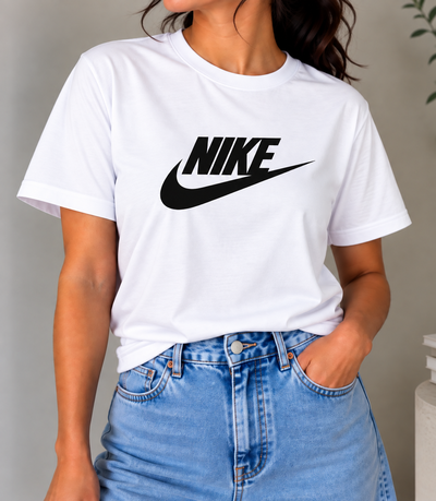 REMERA BLANCA NIKE PIPA ALGODÓN PEINADO 24.1  CON TAPA COSTURA - ESTAMPA DTF