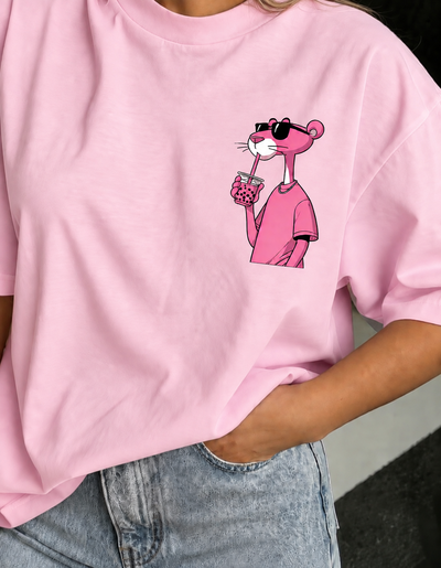 REMERA PANTERA ROSA ALGODÓN PEINADO ESTAMPA DTF - 