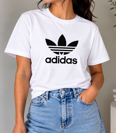 Remera Clásica Unisex Blanca Adidas Negro - Algodón Peinado 24.1 