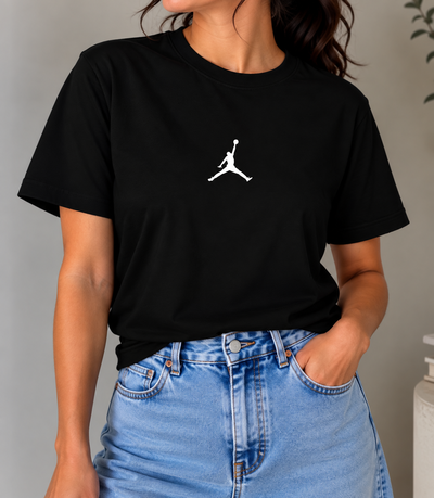 Remera Clásica Unisex Negra Jordan - Algodón Peinado 24.1 