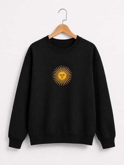 Buzo Cuello Redondo Friza Invisible Unisex Algodón Peinado 24.1 - Negro Sol de Mayo