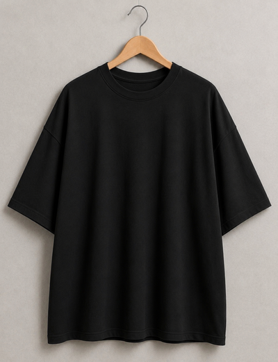 REMERA OVERSIZE NEGRA ALGODÓN PEINADO 20.1 
