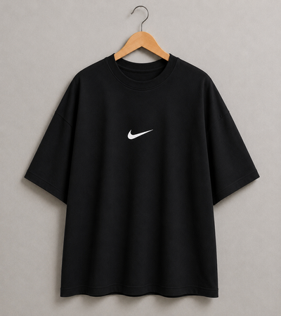 REMERA OVERSIZE PIPA CHICA NEGRA ALGODÓN PEINADO 20.1 
