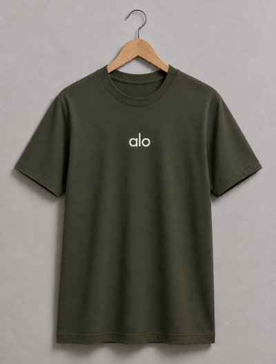 REMERA VERDE MILITAR ALO ALGODÓN PEINADO 24.1 - ESTAMPA DTF