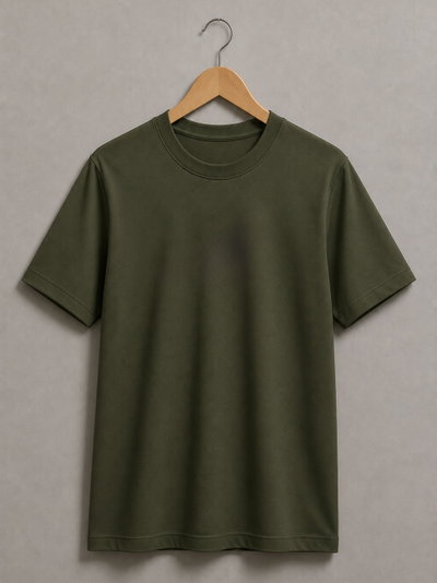 REMERA VERDE MILITAR LISA ALGODÓN PEINADO 24.1 -