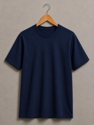 REMERA AZUL MARINO LISA ALGODÓN PEINADO 24.1 -
