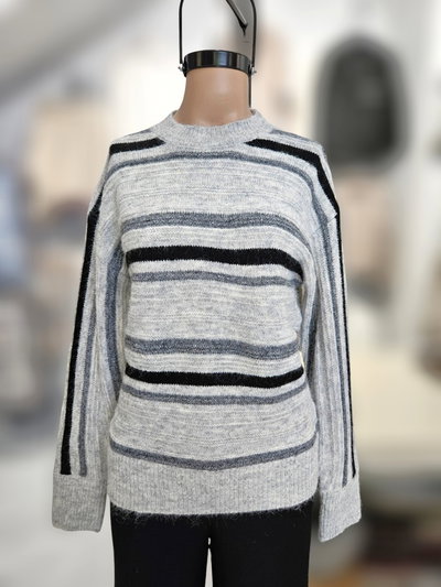 EXA70589 Sweater rayas mixtas lurex