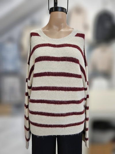 EXA70522 Sweater rayado mini lentejuelas